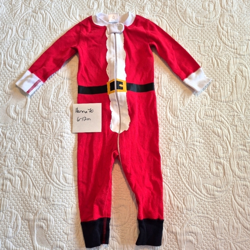 Hanna Andersson boys size 9-18 months 1 piece Santa Suit pajama EUC